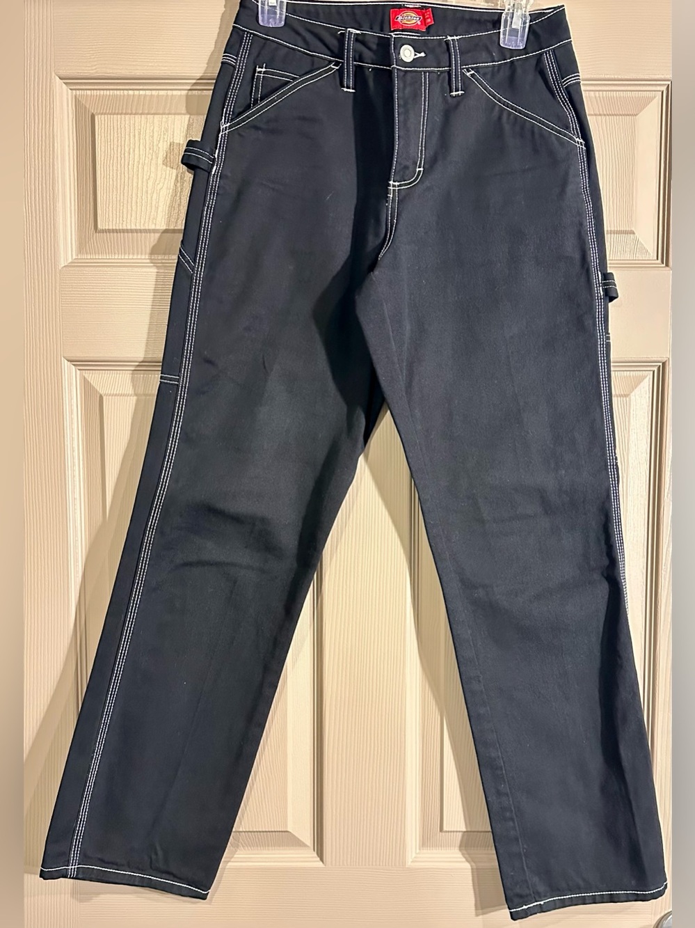 Dickies Black Straight-Leg Jeans with White Contrast Stitching